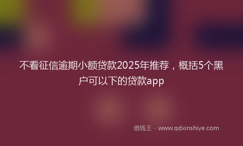 不看征信逾期小额贷款2025年推荐，概括5个黑户可以下的贷款app