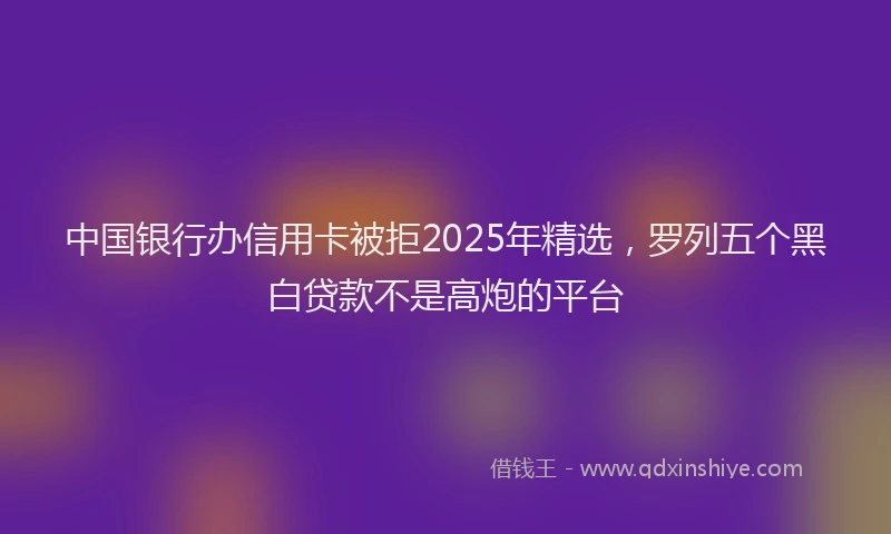 中国银行办信用卡被拒2025年精选，罗列五个黑白贷款不是高炮的平台