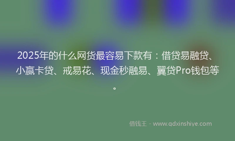2025年的什么网货最容易下款有：借贷易融贷、小赢卡贷、戒易花、现金秒融易、翼贷Pro钱包等。