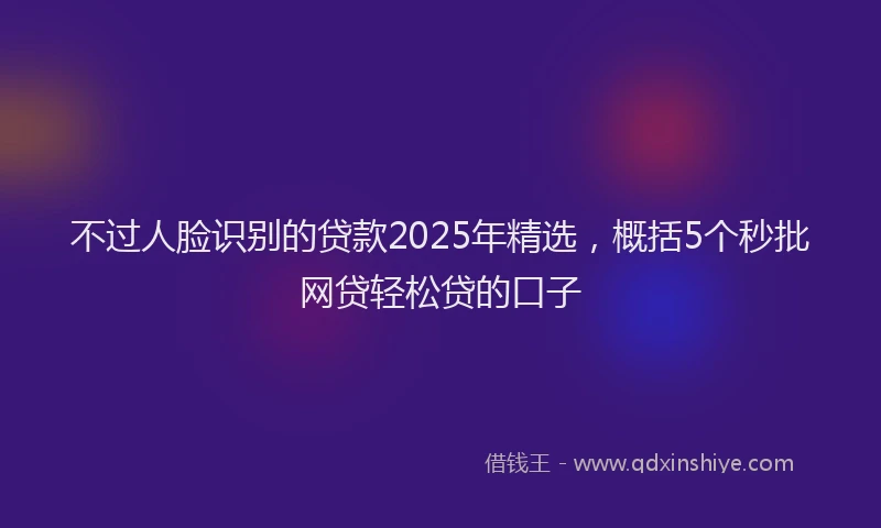 不过人脸识别的贷款2025年精选，概括5个秒批网贷轻松贷的口子