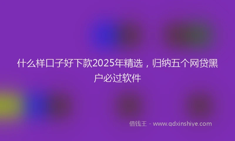 什么样口子好下款2025年精选，归纳五个网贷黑户必过软件
