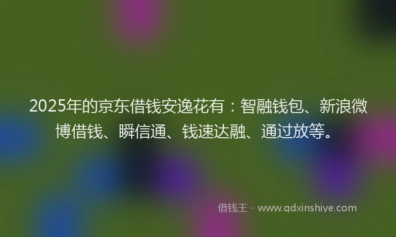 2025年的京东借钱安逸花有：智融钱包、新浪微博借钱、瞬信通、钱速达融、通过放等。