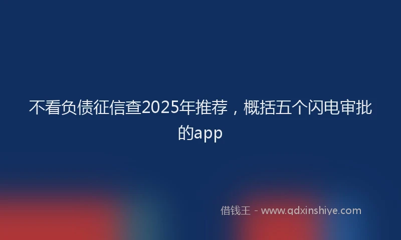 不看负债征信查2025年推荐，概括五个闪电审批的app