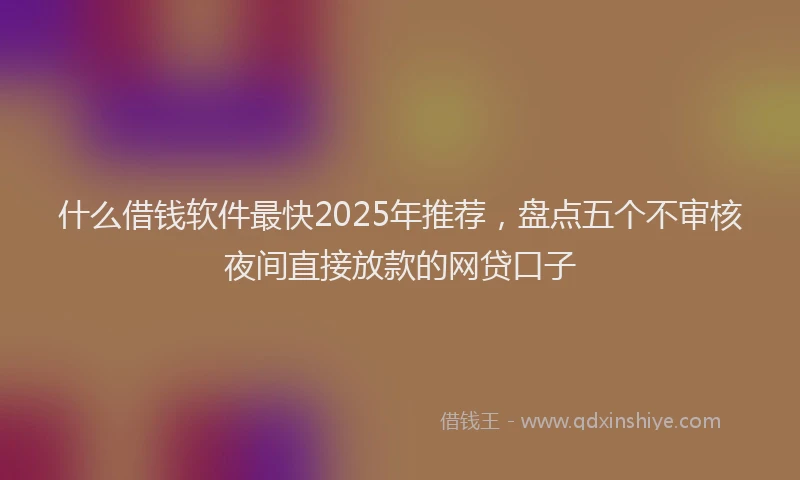 什么借钱软件最快2025年推荐，盘点五个不审核夜间直接放款的网贷口子