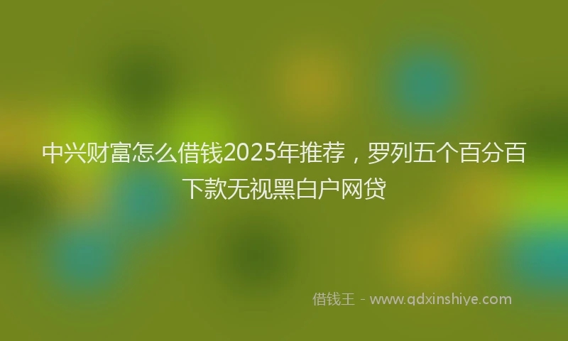 中兴财富怎么借钱2025年推荐，罗列五个百分百下款无视黑白户网贷