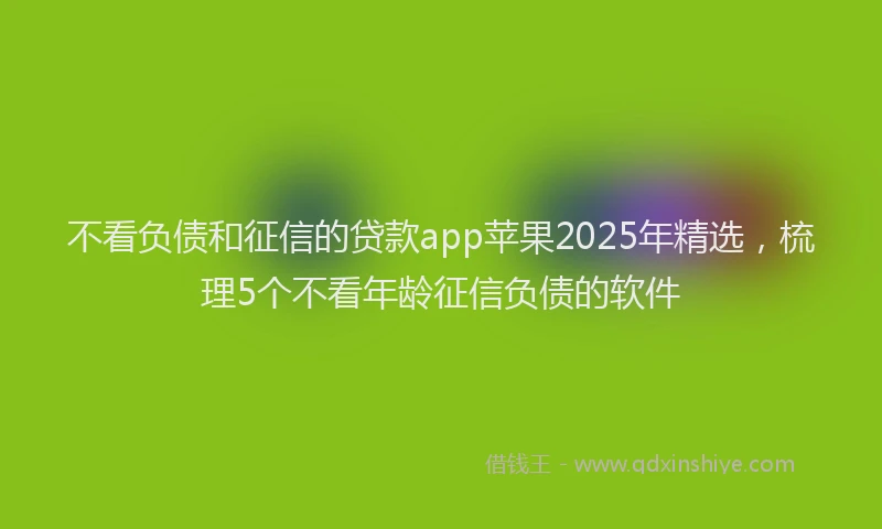 不看负债和征信的贷款app苹果2025年精选，梳理5个不看年龄征信负债的软件