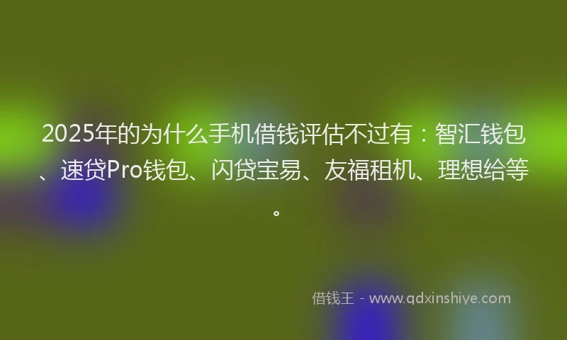 2025年的为什么手机借钱评估不过有：智汇钱包、速贷Pro钱包、闪贷宝易、友福租机、理想给等。