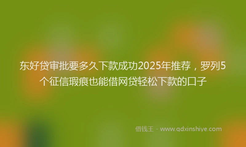 东好贷审批要多久下款成功2025年推荐，罗列5个征信瑕疵也能借网贷轻松下款的口子