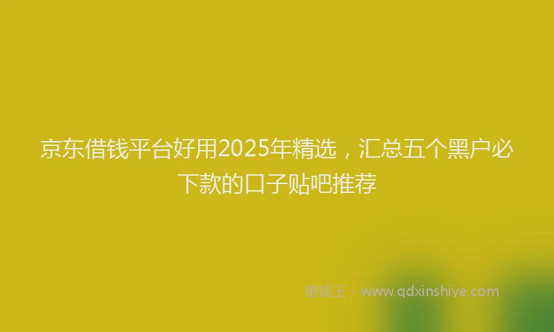 京东借钱平台好用2025年精选，汇总五个黑户必下款的口子贴吧推荐
