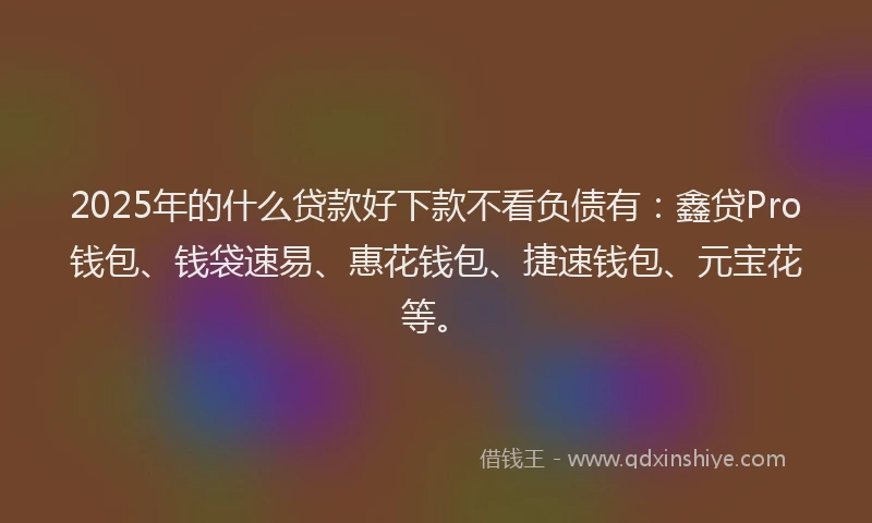 2025年的什么贷款好下款不看负债有：鑫贷Pro钱包、钱袋速易、惠花钱包、捷速钱包、元宝花等。