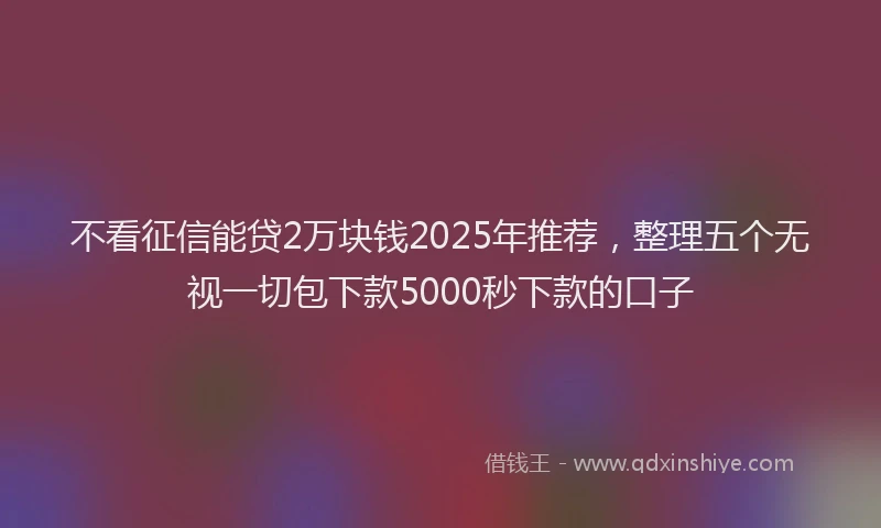 不看征信能贷2万块钱2025年推荐，整理五个无视一切包下款5000秒下款的口子