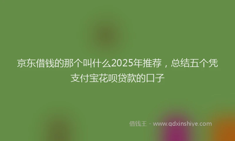 京东借钱的那个叫什么2025年推荐，总结五个凭支付宝花呗贷款的口子