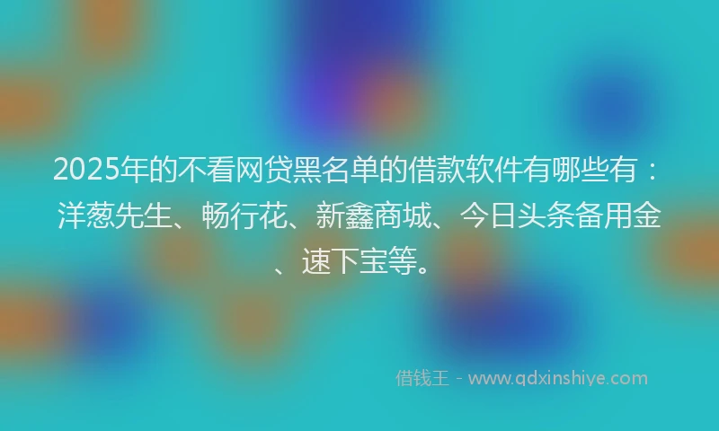 2025年的不看网贷黑名单的借款软件有哪些有：洋葱先生、畅行花、新鑫商城、今日头条备用金、速下宝等。