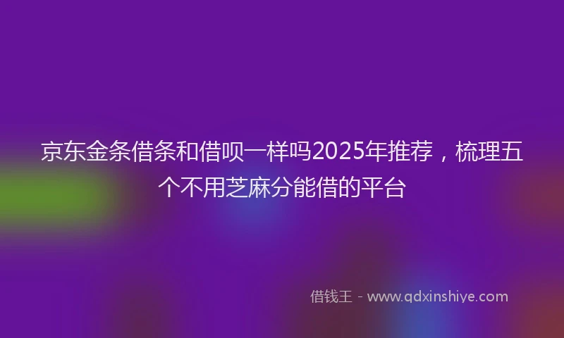 京东金条借条和借呗一样吗2025年推荐，梳理五个不用芝麻分能借的平台