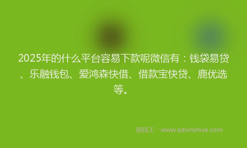 2025年的什么平台容易下款呢微信有：钱袋易贷、乐融钱包、爱鸿森快借、借款宝快贷、鹿优选等。