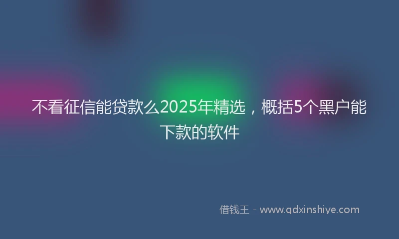 不看征信能贷款么2025年精选，概括5个黑户能下款的软件