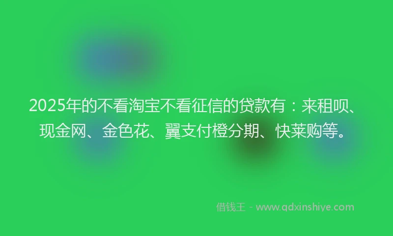 2025年的不看淘宝不看征信的贷款有：来租呗、现金网、金色花、翼支付橙分期、快莱购等。