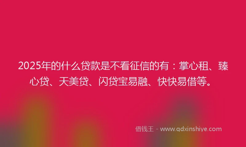 2025年的什么贷款是不看征信的有：掌心租、臻心贷、天美贷、闪贷宝易融、快快易借等。