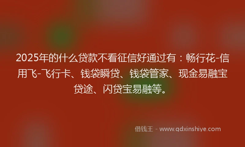 2025年的什么贷款不看征信好通过有：畅行花-信用飞-飞行卡、钱袋瞬贷、钱袋管家、现金易融宝贷途、闪贷宝易融等。