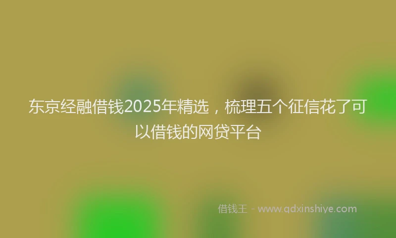 东京经融借钱2025年精选，梳理五个征信花了可以借钱的网贷平台