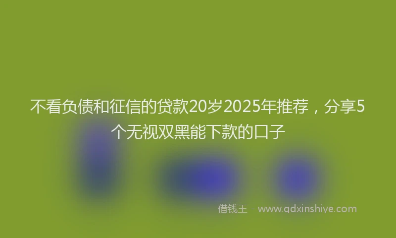 不看负债和征信的贷款20岁2025年推荐，分享5个无视双黑能下款的口子