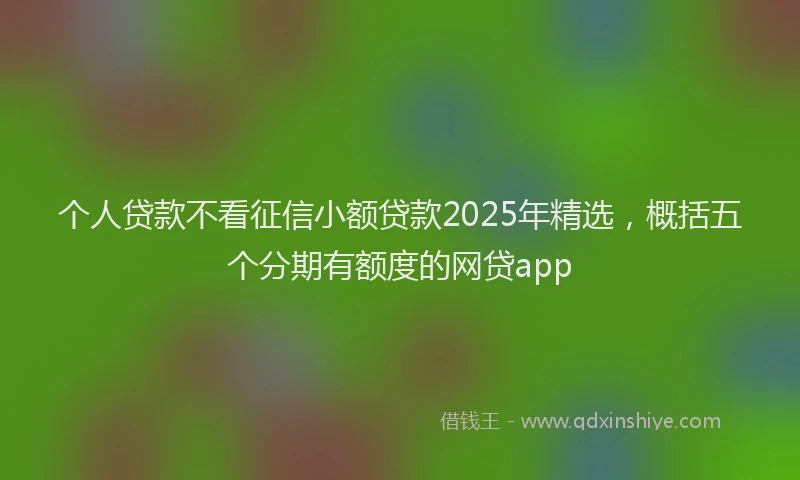个人贷款不看征信小额贷款2025年精选，概括五个分期有额度的网贷app