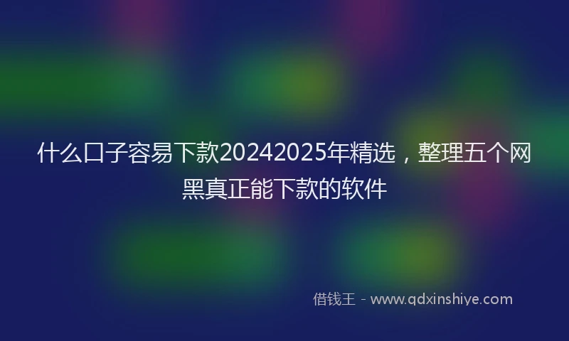 什么口子容易下款20242025年精选，整理五个网黑真正能下款的软件