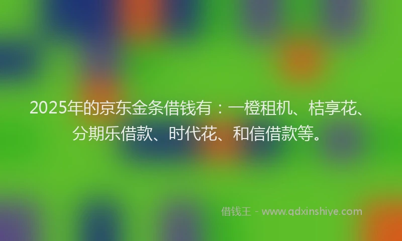 2025年的京东金条借钱有：一橙租机、桔享花、分期乐借款、时代花、和信借款等。