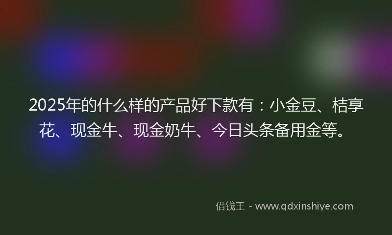 2025年的什么样的产品好下款有：小金豆、桔享花、现金牛、现金奶牛、今日头条备用金等。