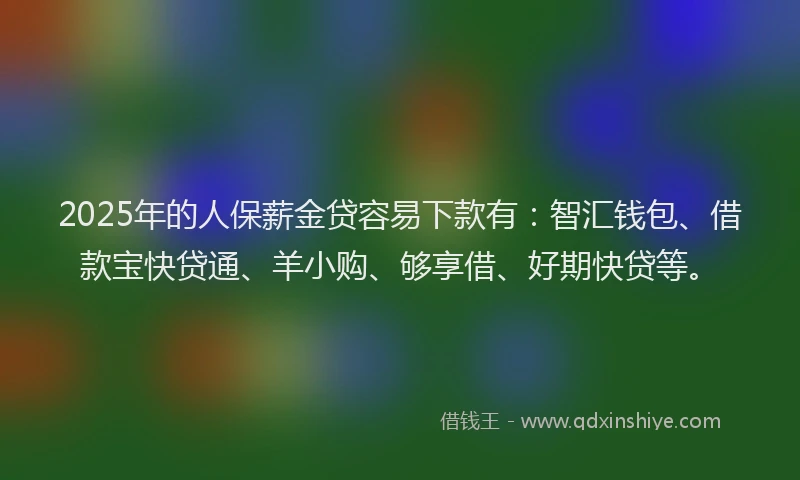 2025年的人保薪金贷容易下款有：智汇钱包、借款宝快贷通、羊小购、够享借、好期快贷等。
