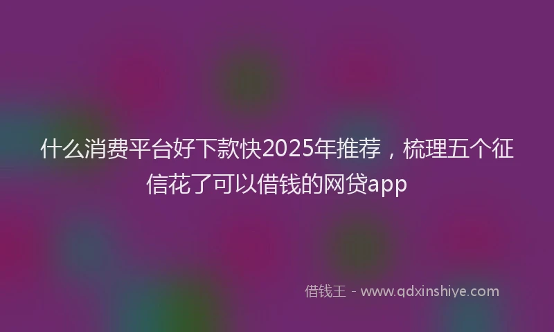 什么消费平台好下款快2025年推荐，梳理五个征信花了可以借钱的网贷app