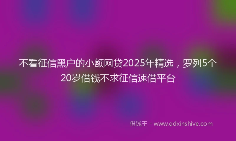 不看征信黑户的小额网贷2025年精选，罗列5个20岁借钱不求征信速借平台
