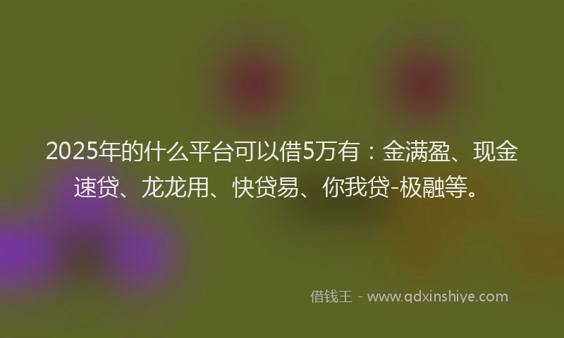 2025年的什么平台可以借5万有：金满盈、现金速贷、龙龙用、快贷易、你我贷-极融等。