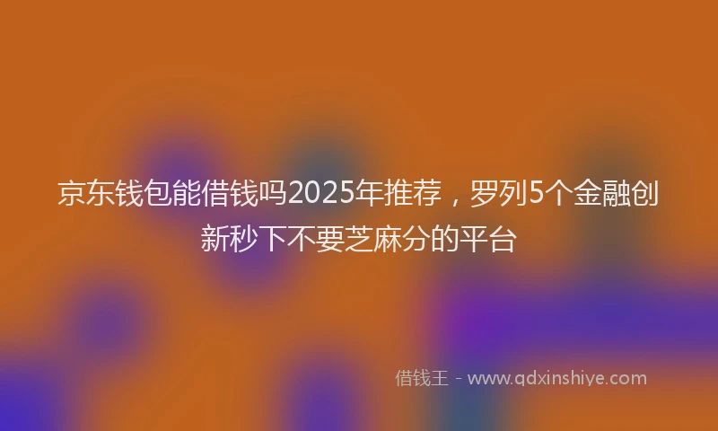 京东钱包能借钱吗2025年推荐，罗列5个金融创新秒下不要芝麻分的平台