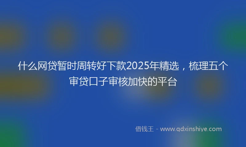 什么网贷暂时周转好下款2025年精选，梳理五个审贷口子审核加快的平台