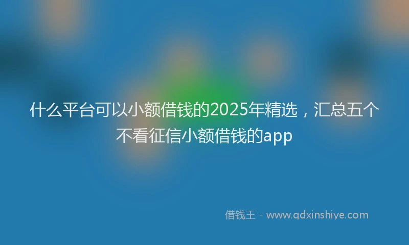 什么平台可以小额借钱的2025年精选，汇总五个不看征信小额借钱的app