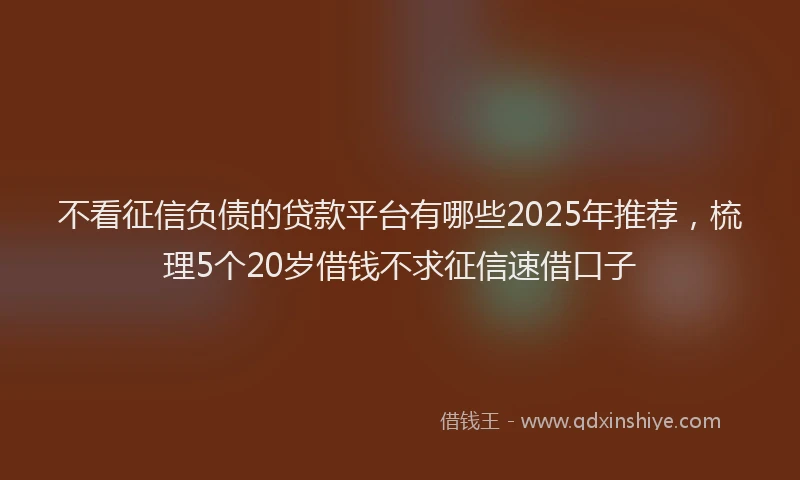 不看征信负债的贷款平台有哪些2025年推荐，梳理5个20岁借钱不求征信速借口子