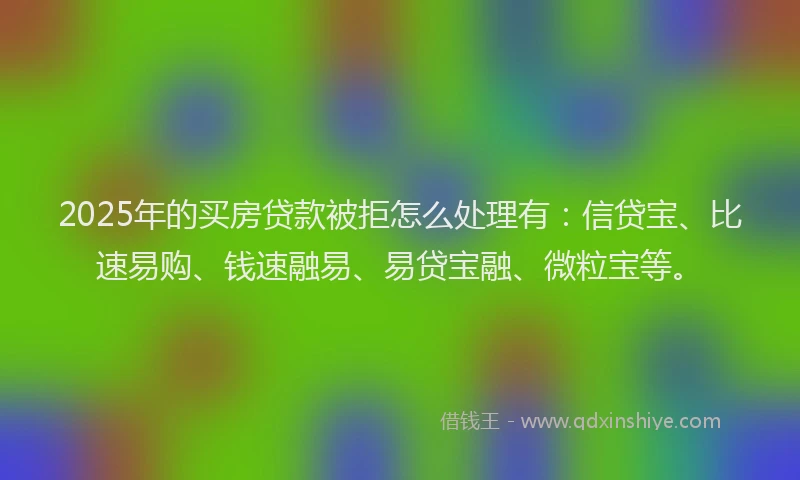 2025年的买房贷款被拒怎么处理有：信贷宝、比速易购、钱速融易、易贷宝融、微粒宝等。