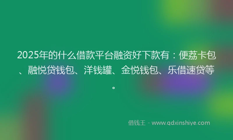 2025年的什么借款平台融资好下款有：便荔卡包、融悦贷钱包、洋钱罐、金悦钱包、乐借速贷等。