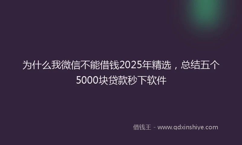 为什么我微信不能借钱2025年精选，总结五个5000块贷款秒下软件