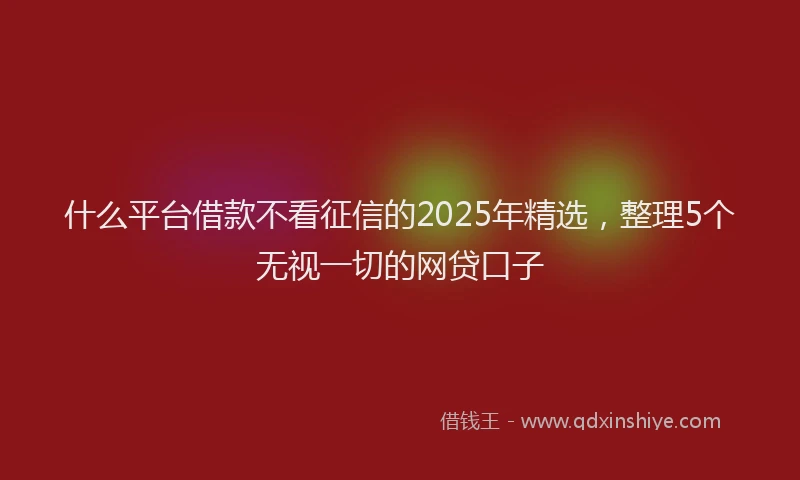 什么平台借款不看征信的2025年精选，整理5个无视一切的网贷口子