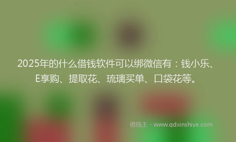 2025年的什么借钱软件可以绑微信有：钱小乐、E享购、提取花、琉璃买单、口袋花等。
