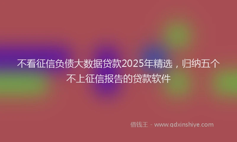 不看征信负债大数据贷款2025年精选，归纳五个不上征信报告的贷款软件