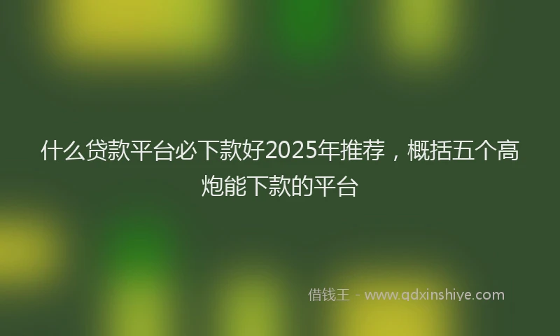 什么贷款平台必下款好2025年推荐，概括五个高炮能下款的平台