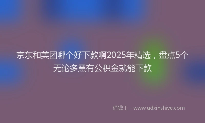 京东和美团哪个好下款啊2025年精选，盘点5个无论多黑有公积金就能下款
