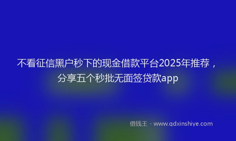 不看征信黑户秒下的现金借款平台2025年推荐，分享五个秒批无面签贷款app