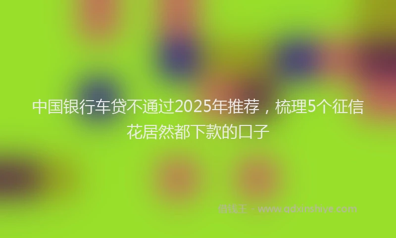中国银行车贷不通过2025年推荐，梳理5个征信花居然都下款的口子