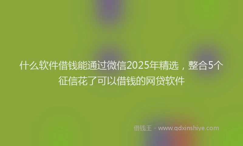 什么软件借钱能通过微信2025年精选，整合5个征信花了可以借钱的网贷软件