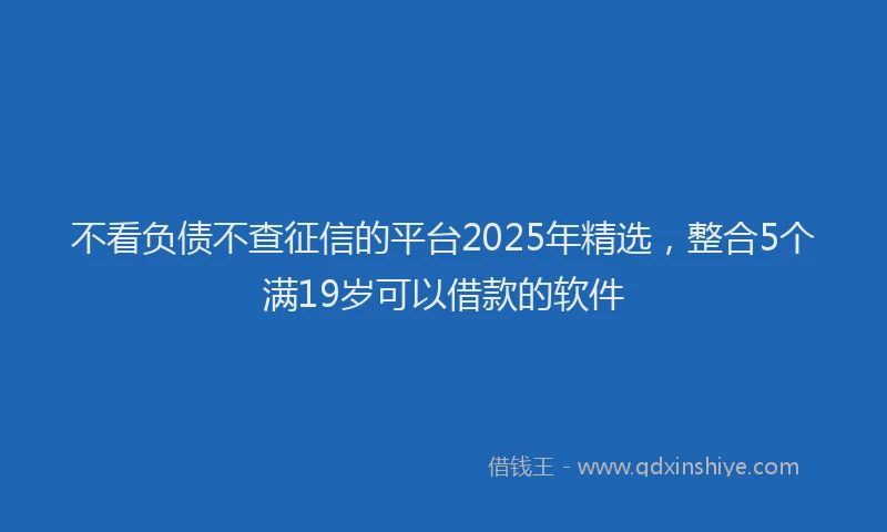 不看负债不查征信的平台2025年精选，整合5个满19岁可以借款的软件