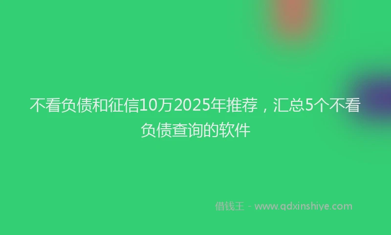 不看负债和征信10万2025年推荐，汇总5个不看负债查询的软件